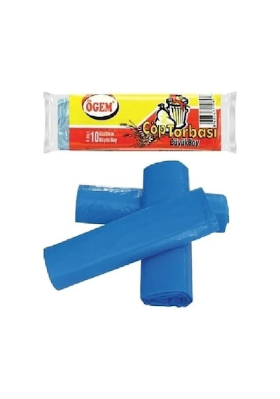 Büyük Boy Çöp Torbası 65 X 80 Cm 10 Lu Rulo X 1 Paket 10 Adet Mavi