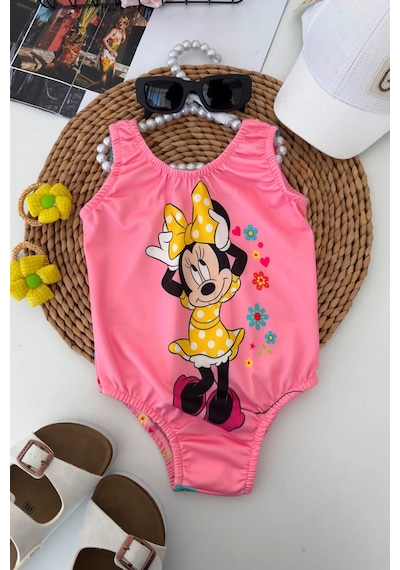 Minigimin Cicileri Mnn Mini Çiçek Baskılı Kız Çocuk Mayo - Pembe