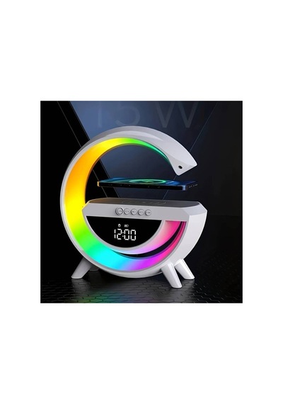 G Bluetooth Hoparlör 15w Kablosuz Hızlı Şarj Alarm Çalar Saat Gece Lambası Ambians Led Işık