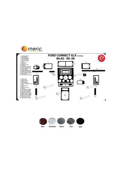 Meriç® Ford Connect Glx Ön Torpido Kaplama 21 Parça 2002-2006 (530156303)