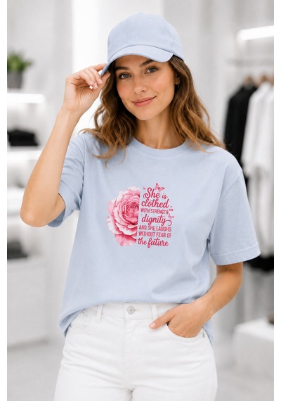 Bayloranzzo Rose Art %100 Pamuk Heavy Cotton Premium Kalite Kadın Tişört Gri