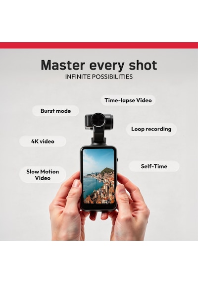 Agfaphoto Realimove Mc3x Mini Kamera, Stabilize, 3 Eksenli, Full-hd Video, Lcd Ekran, Wifi Bağlantısı, Lityum Pil, Siyah