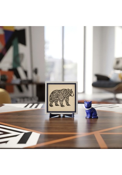 Çağdaş Tasarım Ayı Motifli Dekoratif Parça, Çalışma Masanız İçin Anlam Dolu Özel Hediye 10x10 Cm