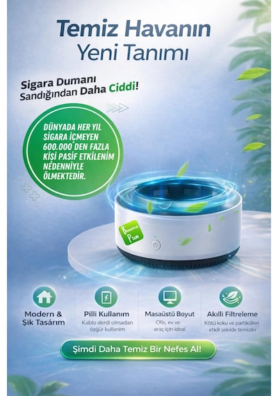 Mobgift Dumanı Ve Kokuyu Hapseden Kül Tablası, Akıllı Kokusuz Küllük, Duman Çekici Küllüğü