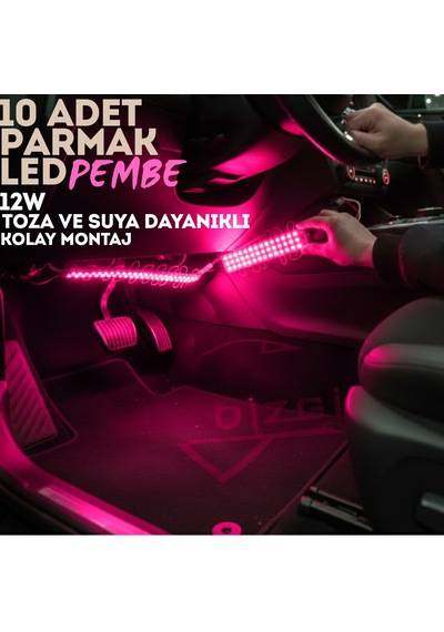 10'lu Parmak Led Büyük Mercekli 12w Pembe