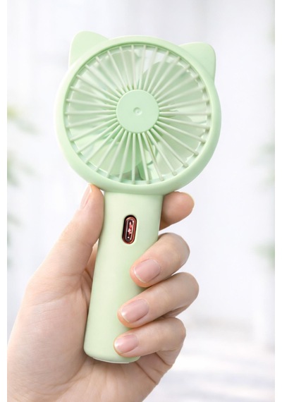 3 Modlu Şarjlı El Fanı 3 Kademe Seyahat Masaüstü Vantilatör Taşınabilir Mini Fan Yeşil F136