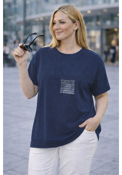 Cedy Denim Cedy - Kadın Özel Tasarım Esnek, Pul Payet, Dantel Detaylı Yıkamalı Büyük Beden Tişört Lacivert Cedy Denim Cedy - Kadın Özel Tasarım Esnek, Pul Payet, Dantel Detaylı Yıkamalı Büyük Beden Tişört Lacivert