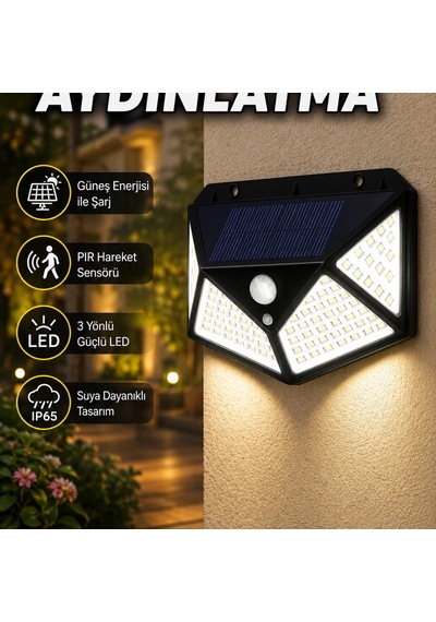 Güneş Enerjili Solar Bahçe Aydınlatma Led Işık Balkon Teras Dekoratif Lamba
