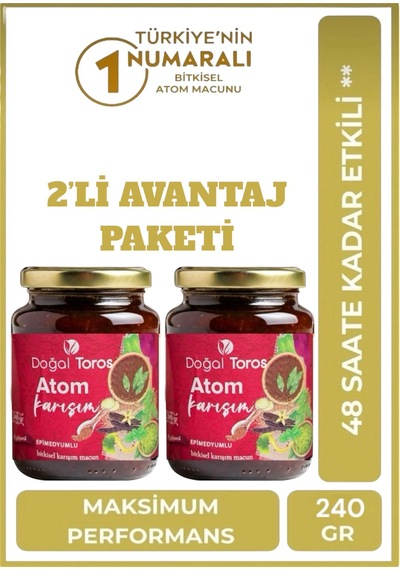 2 X 240 Gr Doğal Toros Atom Çakşır Ballı Ginsengli Polenli Macun