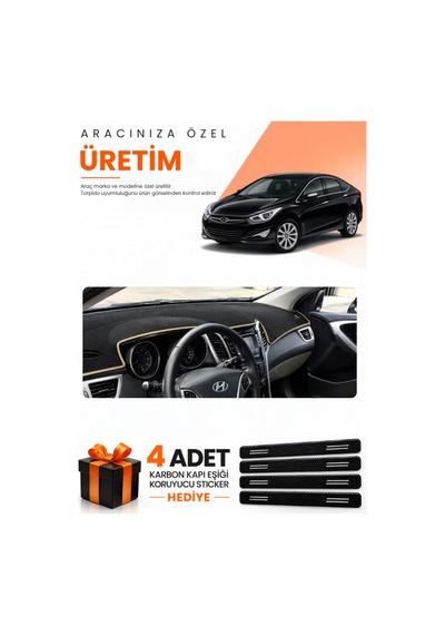 Hyundai İ40 2011-2017 Uyumlu Torpido Koruma Örtüsü Oto Kılıfı - Siyah Bej