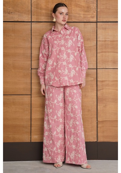 Verymoda Süzüne Nakışlı Pantolon F1927 Pembe