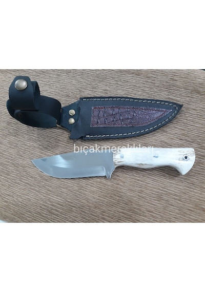 Av Kamp Bıçağı Geyik Boynuzu Sap 3.5mm 4116 Çelik 23.5 CM Kemik