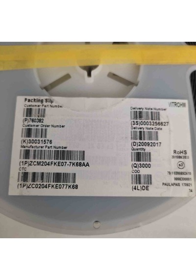 Zc0204fke07-7k68aa 7k68 0204 Smd Direnç 500 Adet