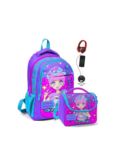 Coral High Kız Çocuk Okul Çantası Ve Beslenme Çantası Seti - Pembe K-pop