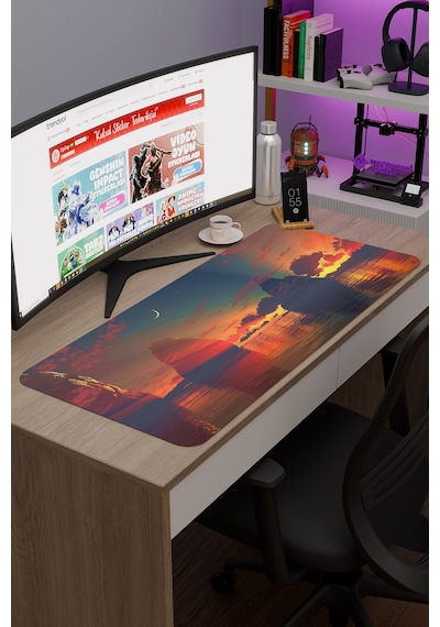 Dijital Gökyüzü V1 90x40 Xxl Gaming Kauçuk Kaymaz Taban Mouse Pad Fare Altlığı