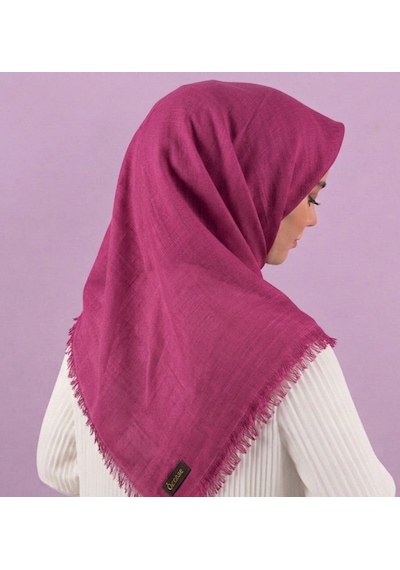 Özense Çift Flamlı Pamuklu Terletmeyen 4 Mevsim Kullanılabilir 100x100 Cm Vişne Çürüğü Renkli Eşarp Koyu pembe