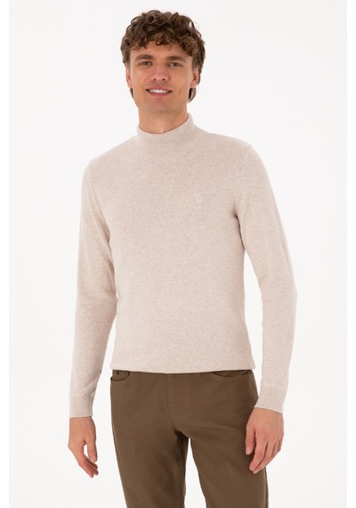 U.S. Polo Assn. Erkek Slim Fit Yarım Balıkçı Yaka Taş Basic Kazak 50307783-VR225