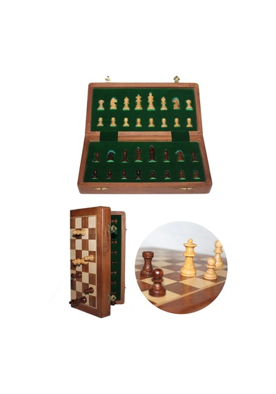 Mıknatıs Taşlı Ahşap Katlanabilir Kutulu Satranç Oyunu 12.5 Cm G610 923847763
