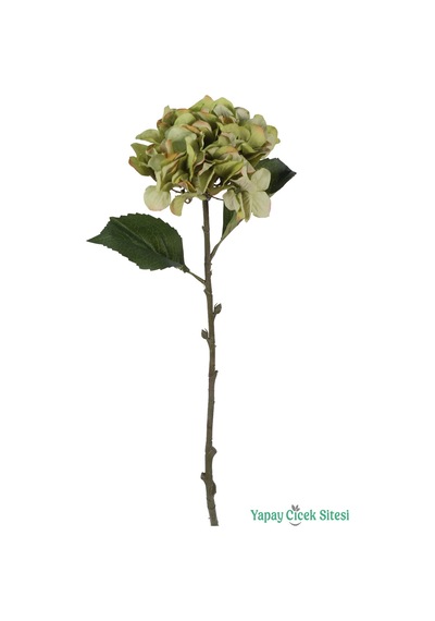 Yapay Çiçek Sitesi Yapay Ortanca Çiçeği Dalı Vintage 60 Cm Koyu Yeşil