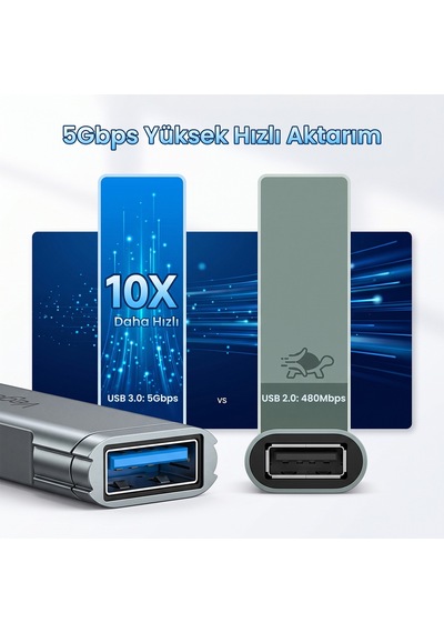 Veggieg 4 Portlu Usb-a To Usb 3.0 + 3 Usb 2.0 Çoklayıcı Dönüştürücü Usb Hub