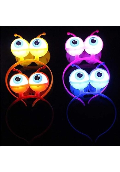 Rengarenk 3 Farklı Fonksiyonda Yanan Led Işıklı Uzaylı Göz Taç 1 Adet 18x12 Cm Çr