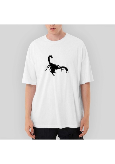 Scorpions Logo White Oversize Beyaz Tişört Beyaz