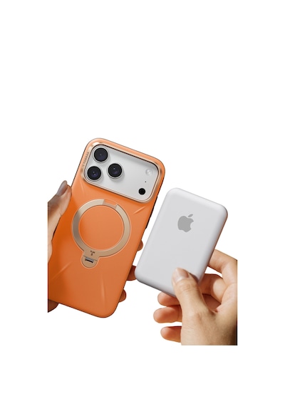 Torras Apple iPhone Uyumlu 17 Pro O Stand Spin Vegskin Serisi Magsafe Kılıf Turuncu