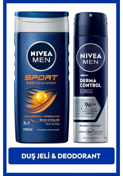 Men Erkek Sprey Deodorant Derma Control Clinical 150ml Ve Sports Duş Jeli 250ml, Avantajlı Paket Diğer