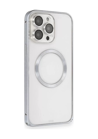 Apple iPhone Uyumlu 15 Pro Max Kılıf Metal Bumper Magneticsafe Kapak - Gri Bzsxx00 1