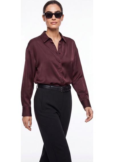 Fabrika Mürdüm Kadın Loose Fit Gömlek F6sl-gml0194