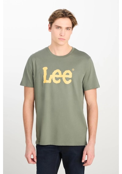 Regular Fit Grafik Baskılı T-shirt Khaki Renkli