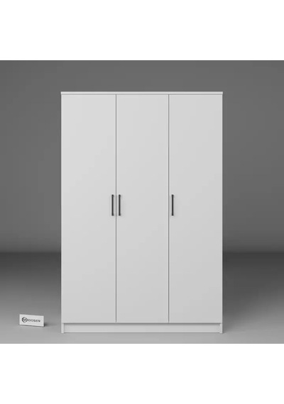 Kardelen Serisi Mat Beyaz 3 Kapaklı 5 Raflı 120 Cm Elbise Dolabı Beyaz