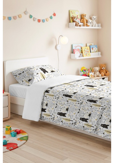Evimde Bambaşka Orman Hayvanları Beyaz Çocuk Odası Tek Kişilik Pike Takımı-gri Sarı 160x220 CM Kapitone Yatak Örtüsü Evimde Bambaşka Orman Hayvanları Beyaz Çocuk Odası Tek Kişilik Pike Takımı-gri Sarı 160x220 CM Kapitone Yatak Örtüsü