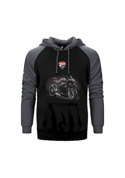 Ducati Panigale V4 Sp2.jpg Gri Renk Reglan Kol Kapşonlu Sweatshirt Gri