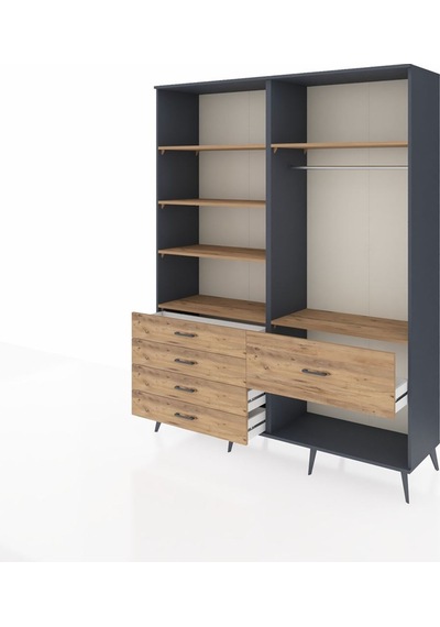Hyperion Gardrop 6 Raflı 5 Çekmeceli Tek Askılı 176x44x221 Antrasit-çam Çam Hyperion Gardrop 6 Raflı 5 Çekmeceli Tek Askılı 176x44x221 Antrasit-çam Çam