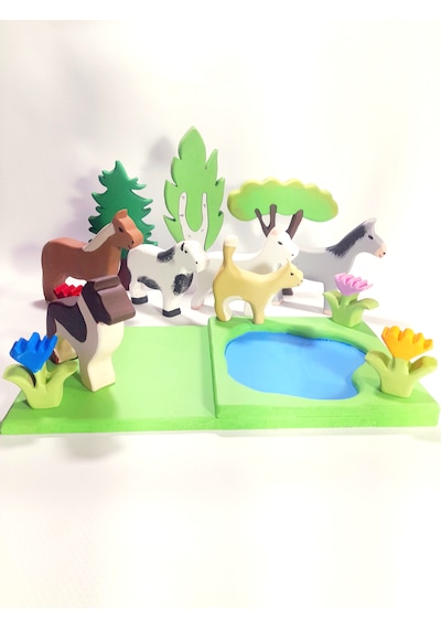 Woxwood Ahşap Oyuncak Çiftlik Hayvanları Gölet Temalı