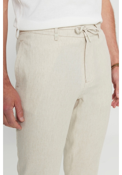 AC&Co / Altınyıldız Classics Erkek Bej Slim Fit Dar Kesim Beli Bağlamalı Yan Cepli Balıksırtı Desenli Pantolon Bej