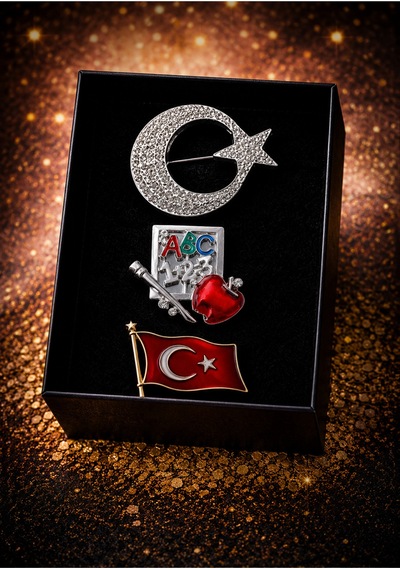 Öğretmenlere Özel Anlamlı Broş Seti 2 Renkli