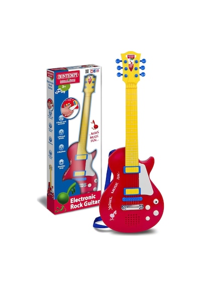 Bontempi Elektronik Kırmızı Gitar 56cm. Tuşu Telli Ve Askılı