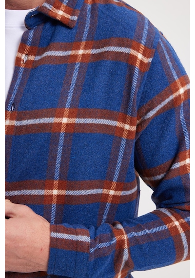 Tudors Erkek Slim Fit Dar Kesim Kareli Kışlık Oduncu Gömlek-42363 Saks Mavi