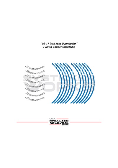 Bajaj Dominar Jant Sticker Dış Ve İç Set Sticker Jant Şeridi Mavi