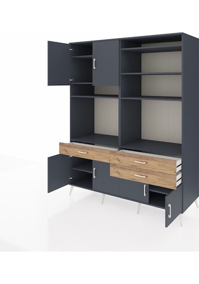 Kronos Gardrop 10 Raflı 3 Çekmeceli 8 Kapaklı 176x59x221 Antrasit-antrasit/çam Beyaz Kronos Gardrop 10 Raflı 3 Çekmeceli 8 Kapaklı 176x59x221 Antrasit-antrasit/çam Beyaz