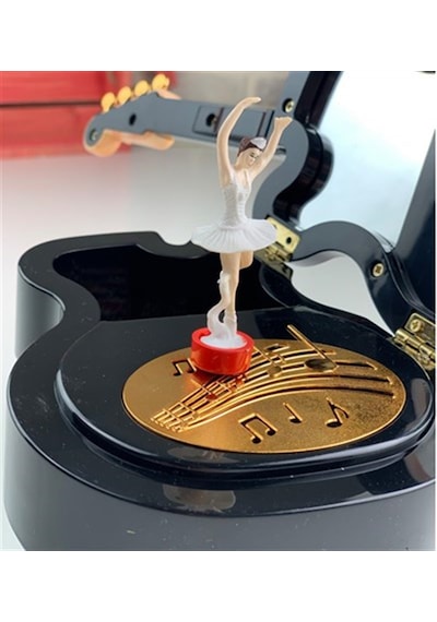 Mobgift Gitar Kurmalı Müzik Kutusu Koyu Kahverengi