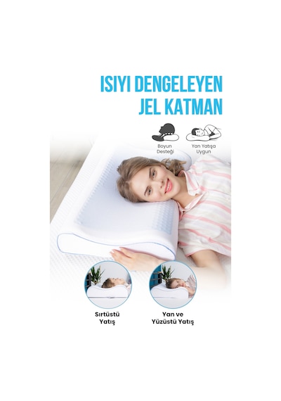 Viscofoam Anatolia Yüksek Terletmeyen Boyun Destekli Ortopedik Yastık Jelli Visco Yastık - 60x40x14-12cm