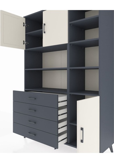 Hyperion Dolap 9 Raflı 4 Çekmeceli 3 Kapaklı 132x44x195 Antrasit-aytaşı/antrasit Aytası/antrasıt Hyperion Dolap 9 Raflı 4 Çekmeceli 3 Kapaklı 132x44x195 Antrasit-aytaşı/antrasit Aytası/antrasıt