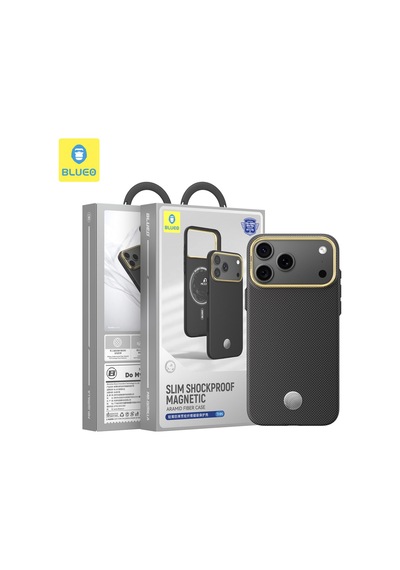 İphone 18 Pro Max Slim Shockproof 6.9 İnç Magsafe Destekli Karbon/aramid Fiber Zırh Kılıf Siyah