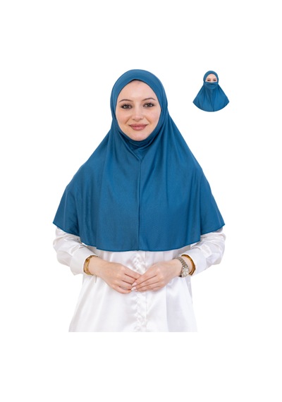 Modish Group Hazır Başörtüsü Pratik İslami Giyim Penye Peçeli Türban Namaz İçin Yumuşak Eşarp Turkuaz