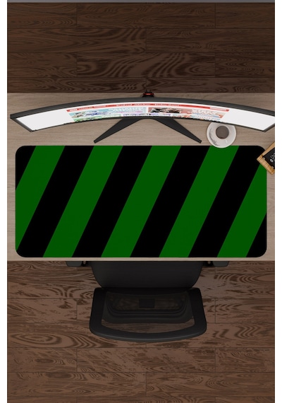 Yeşil Siyah 90x40 Xxl Taraftar Gaming Oyuncu Mouse Pad Kaymaz Taban Büyük Klavye Fare Altlığı Şerit