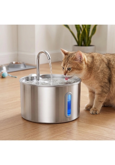 Cats Choice 2.2 Lt Paslanmaz Çelik Otomatik Filtreli Kedi Ve Köpek Su Pınarı