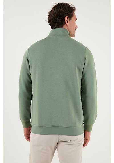 Buratti Pamuklu Regular Fit Yarım Fermuarlı Dik Yaka Erkek Sweat 59052592 Elma Yeşili